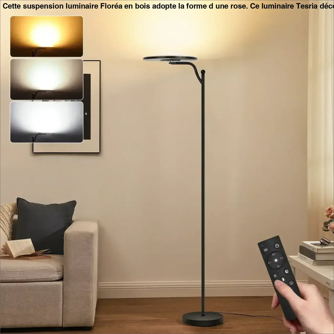 Lampadaire minimaliste en métal noir pour chambre moderne