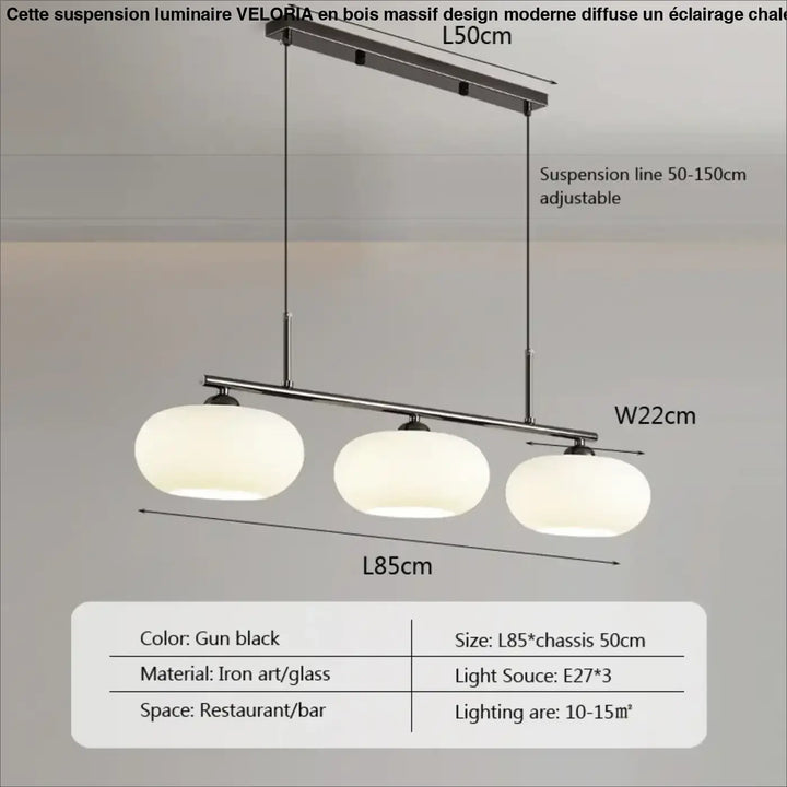 Suspension design en verre à trois globes élégance