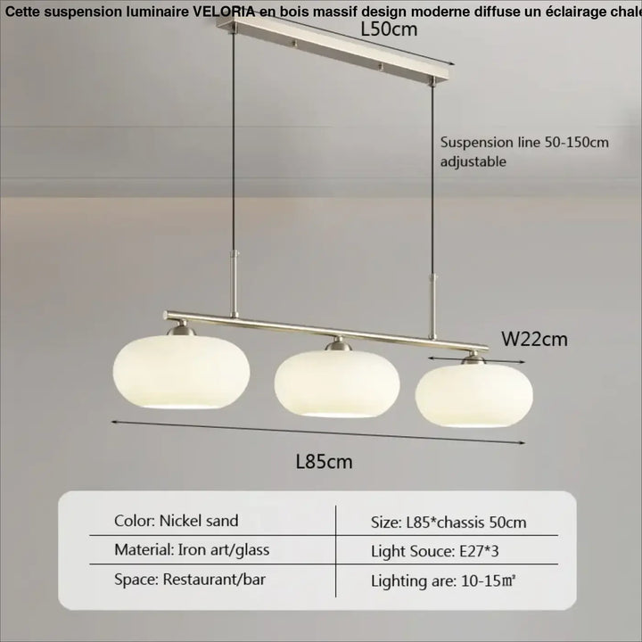 Suspension design en verre à trois globes élégance