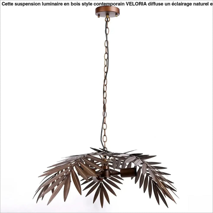 Suspension sculpturale en métal feuilles marron élégante