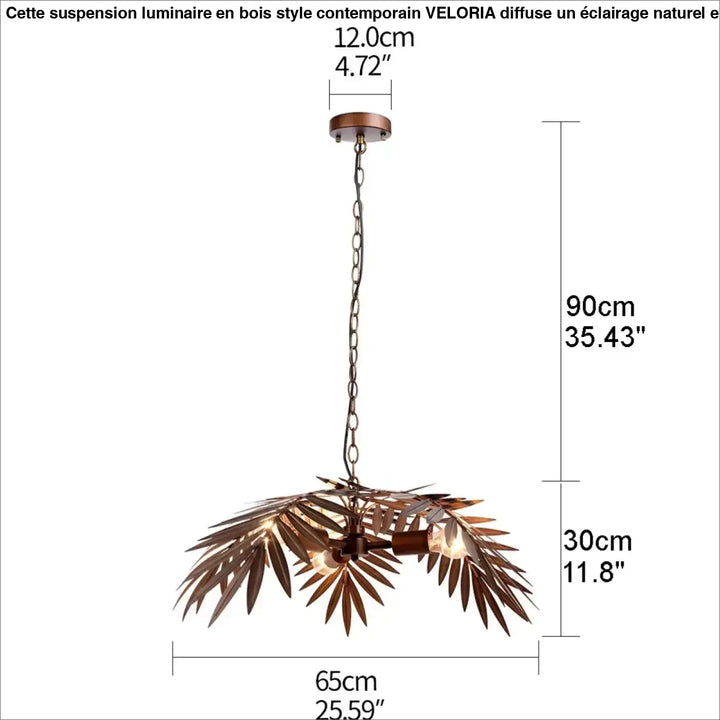 Suspension sculpturale en métal feuilles marron élégante