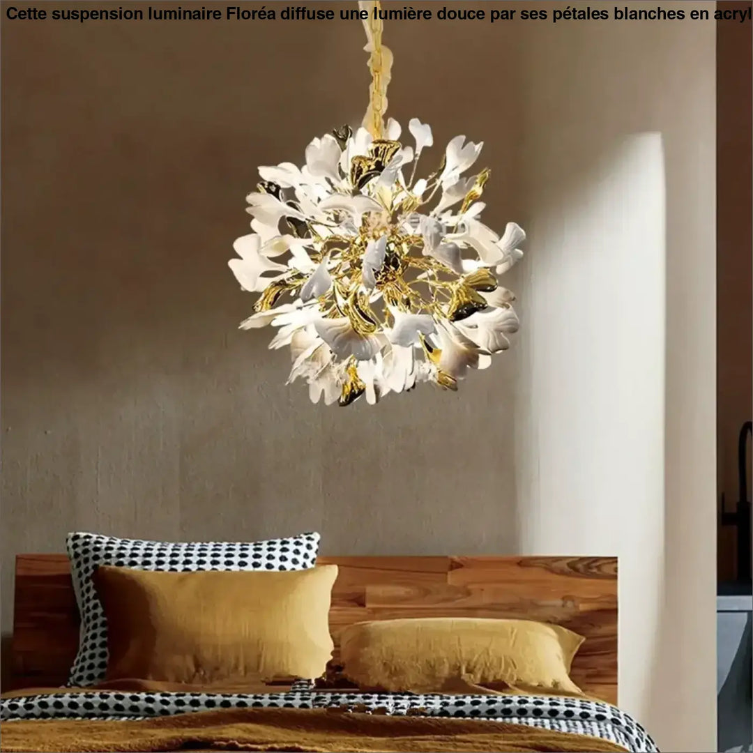 Suspension Luminaire En Boule Avec Des Pétales Design Doré