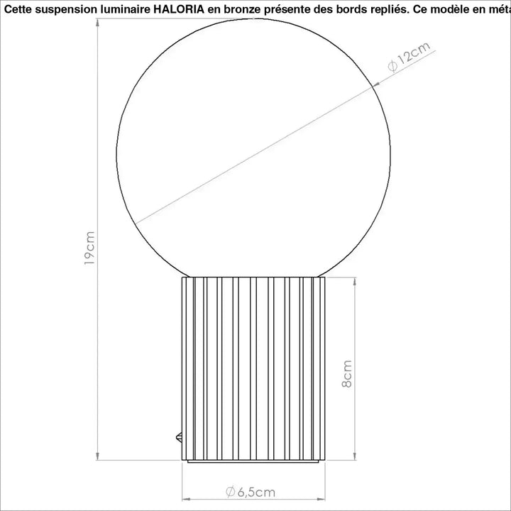 Lampe a poser halo bordeaux avec abat-jour sphérique en verre et base cylindrique en métal à nervures verticales