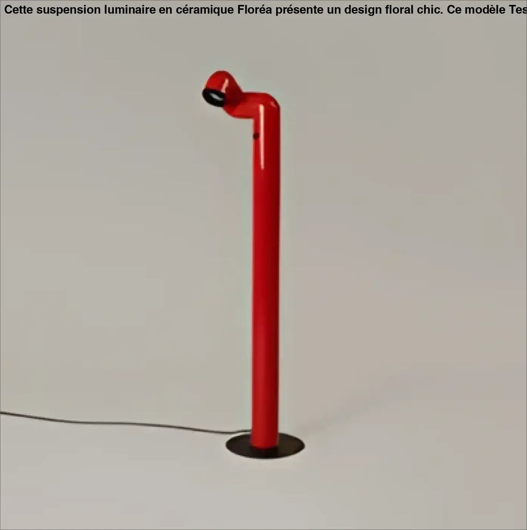 Lampadaire rétro futuriste kalia rouge cylindrique avec base noire design moderne pour éclairage d intérieur