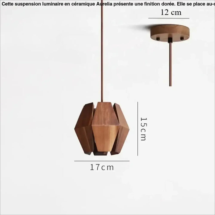 Suspension géométrique en bois naturel marron style chic