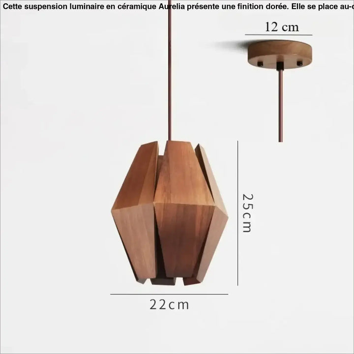 Suspension géométrique en bois naturel marron style chic