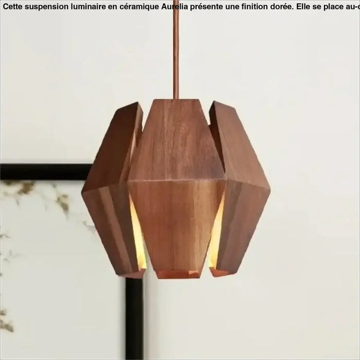 Suspension géométrique en bois naturel marron style chic