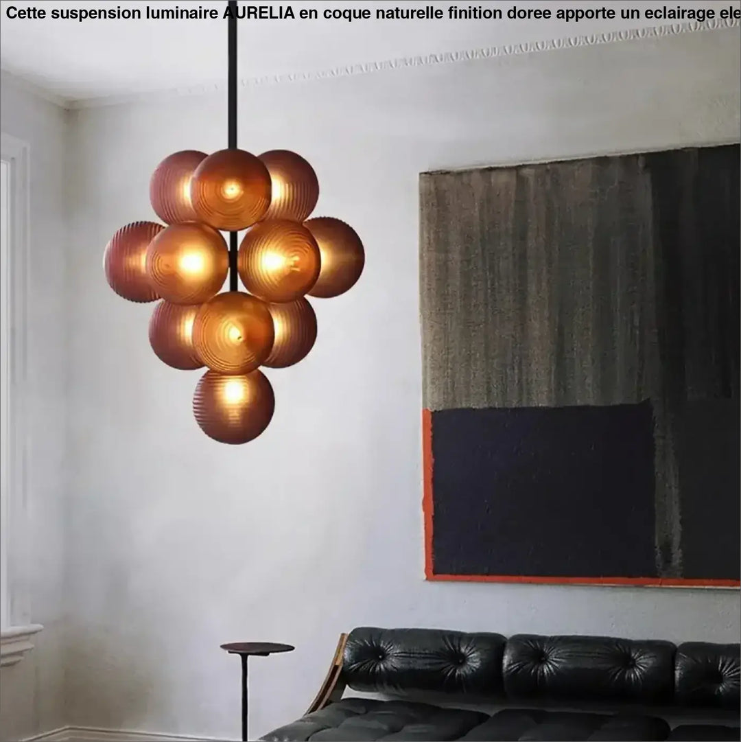Suspension contemporaine grappe de boules en verre