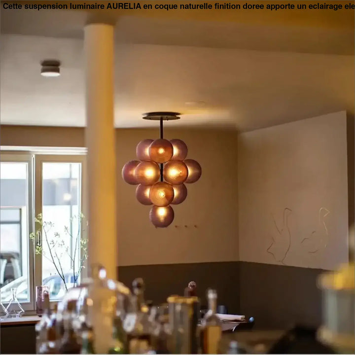 Suspension contemporaine grappe de boules en verre
