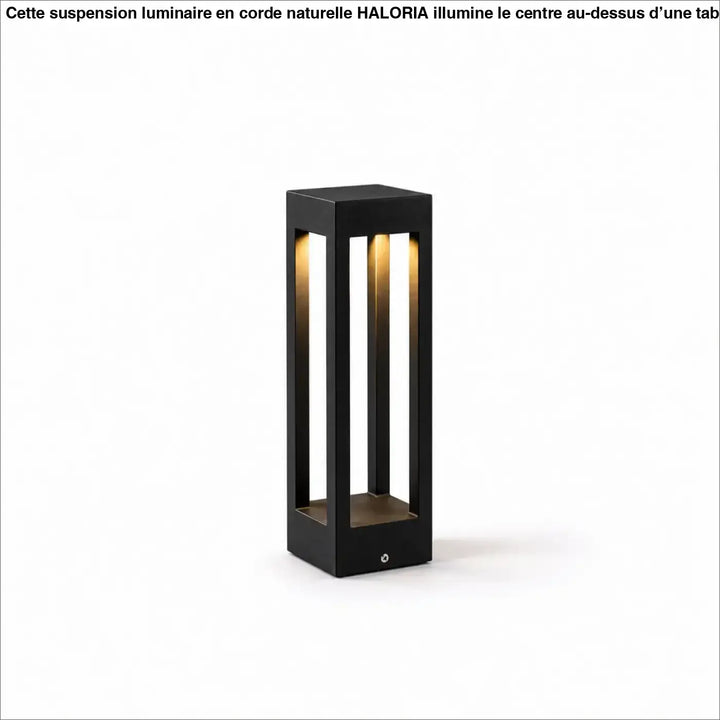 Luminaire extérieur moderne noir en forme de lanterne avec lames verticales et lumière intérieure chaude pour extérieur moderne
