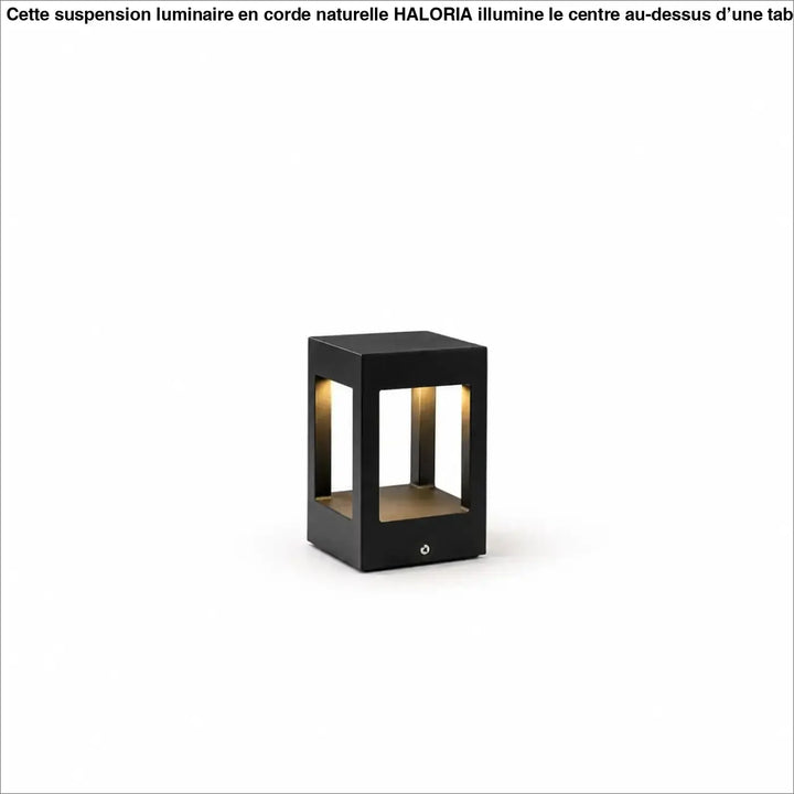 Luminaire extérieur moderne cube noir avec éclairage intérieur chaud et design minimaliste pour extérieur moderne