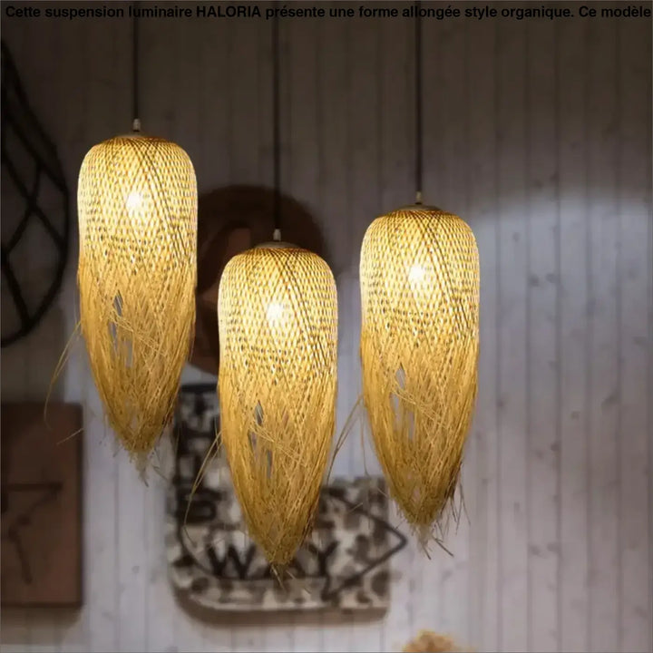 Suspension luminaire en forme allongée style organique et aérien

