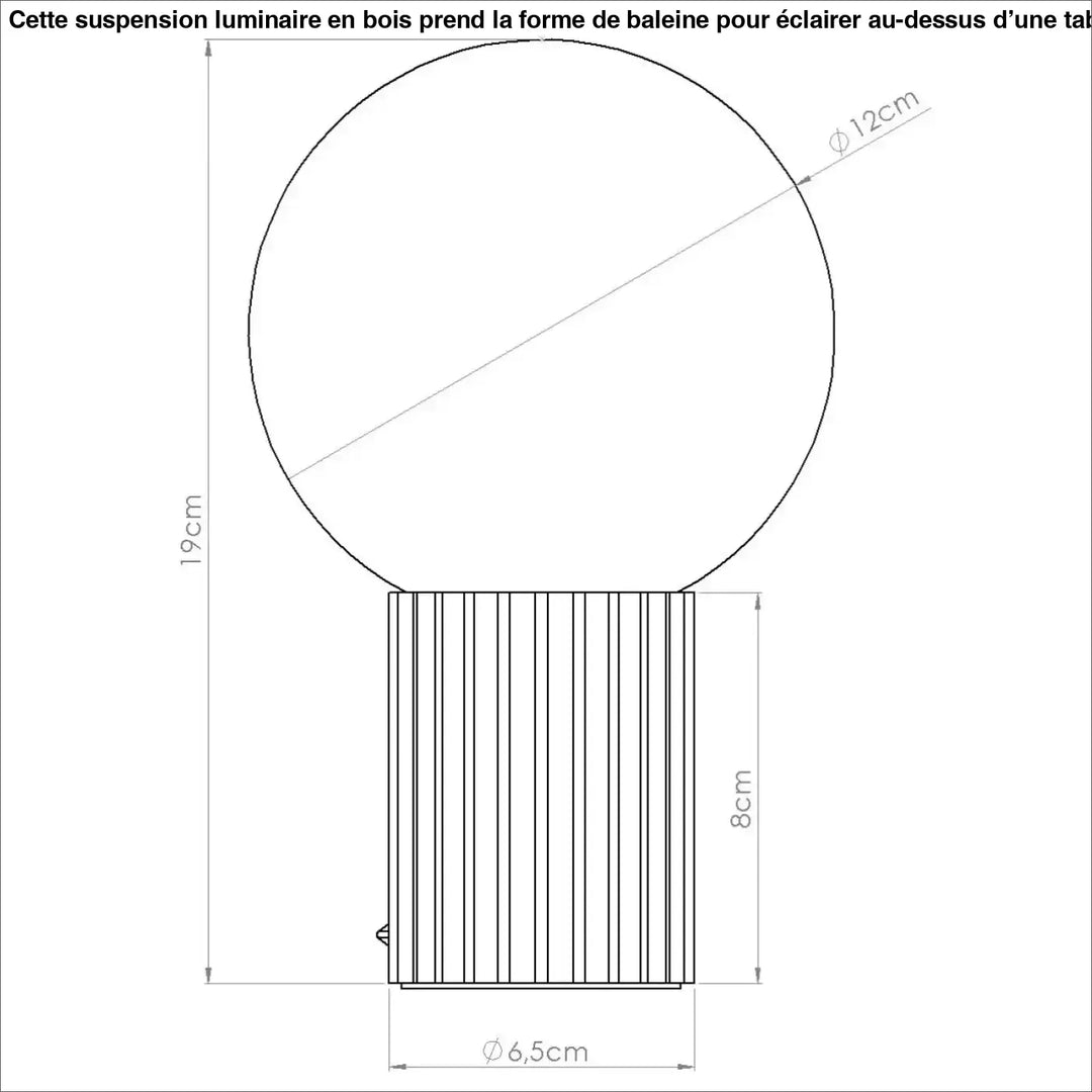 Lampe a poser halo peach avec abat-jour sphérique en verre et base cylindrique en métal à rainures verticales
