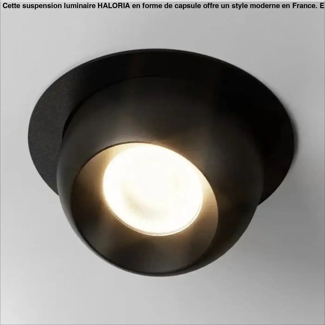 Plafonnier encastré tsika avec finition mate noire design minimaliste et orientation ajustable à led blanc chaud