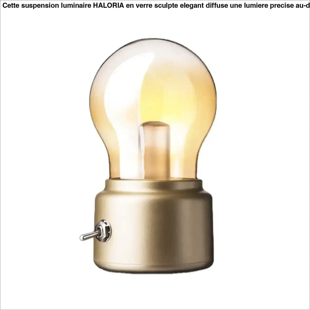 Lampe de table vintora avec cloche ambrée en led vintage et base dorée brossée pour décoration intérieure élégante