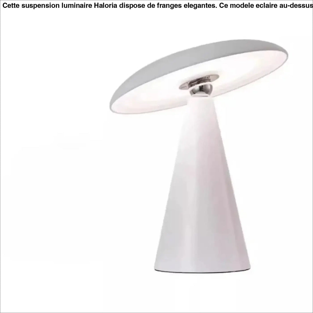 Lampe de table vita moderne blanche avec base conique élégante et abat-jour disque l’allure vintage champignon à l’allure