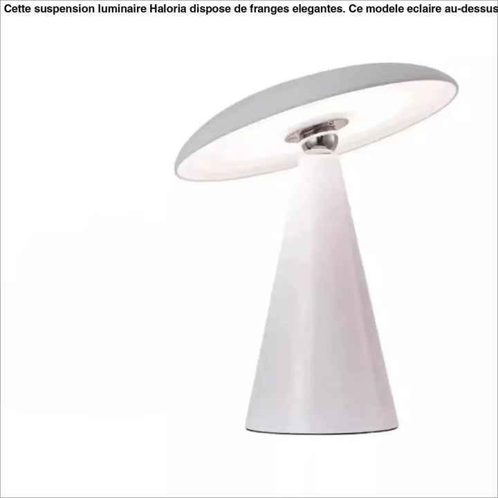 Lampe de table vita moderne blanche avec base conique élégante et abat-jour disque l’allure vintage champignon à l’allure
