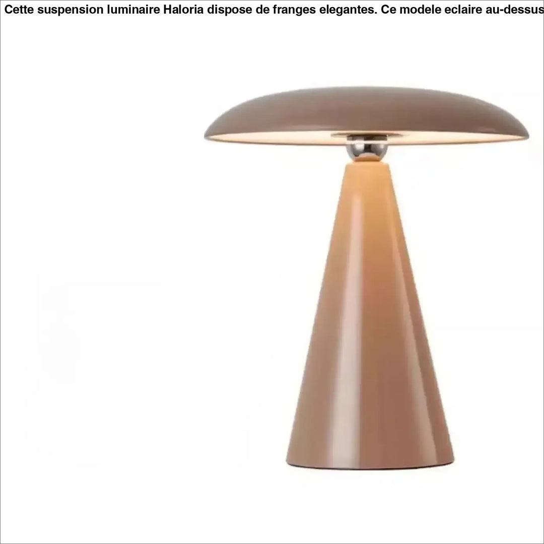 Lampe de table vita avec base conique taupe mate et abat-jour champignon à l’allure vintage pour modernité décorative