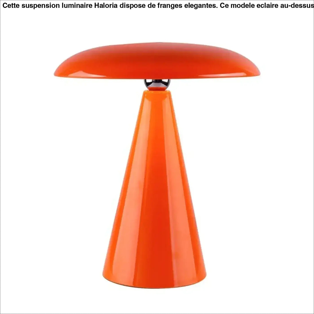 Lampe de table vita orange vif avec base conique et abat-jour champignon à l’allure vintage et modernité décorative