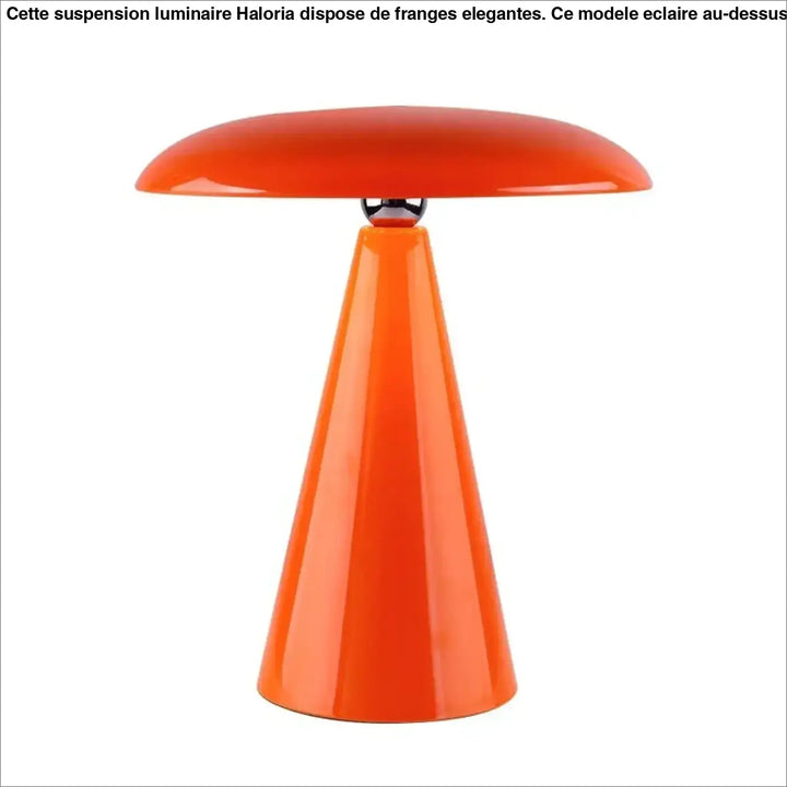 Lampe de table vita orange vif avec base conique et abat-jour champignon à l’allure vintage et modernité décorative