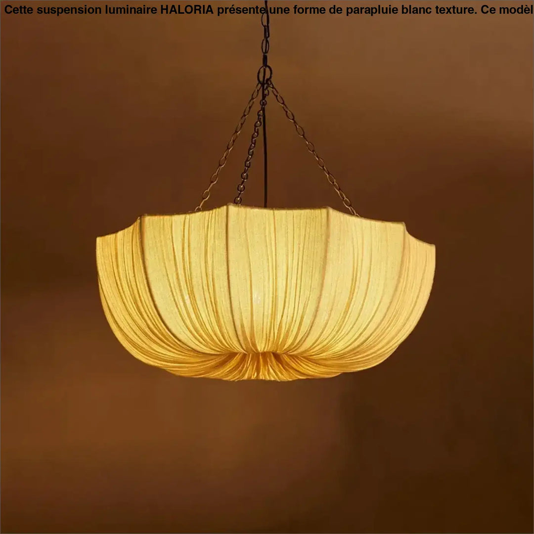 Suspension luminaire en forme de parapluie blanc texturé

