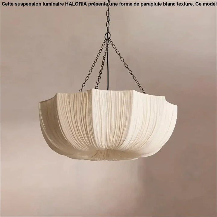 Suspension luminaire en forme de parapluie blanc texturé

