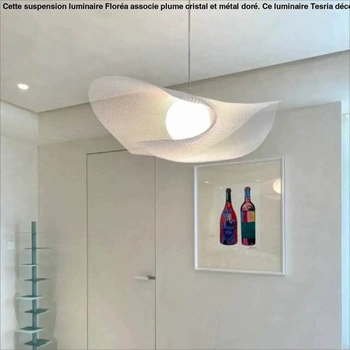 Suspension Luminaire Design Organique En Maille Blanche 