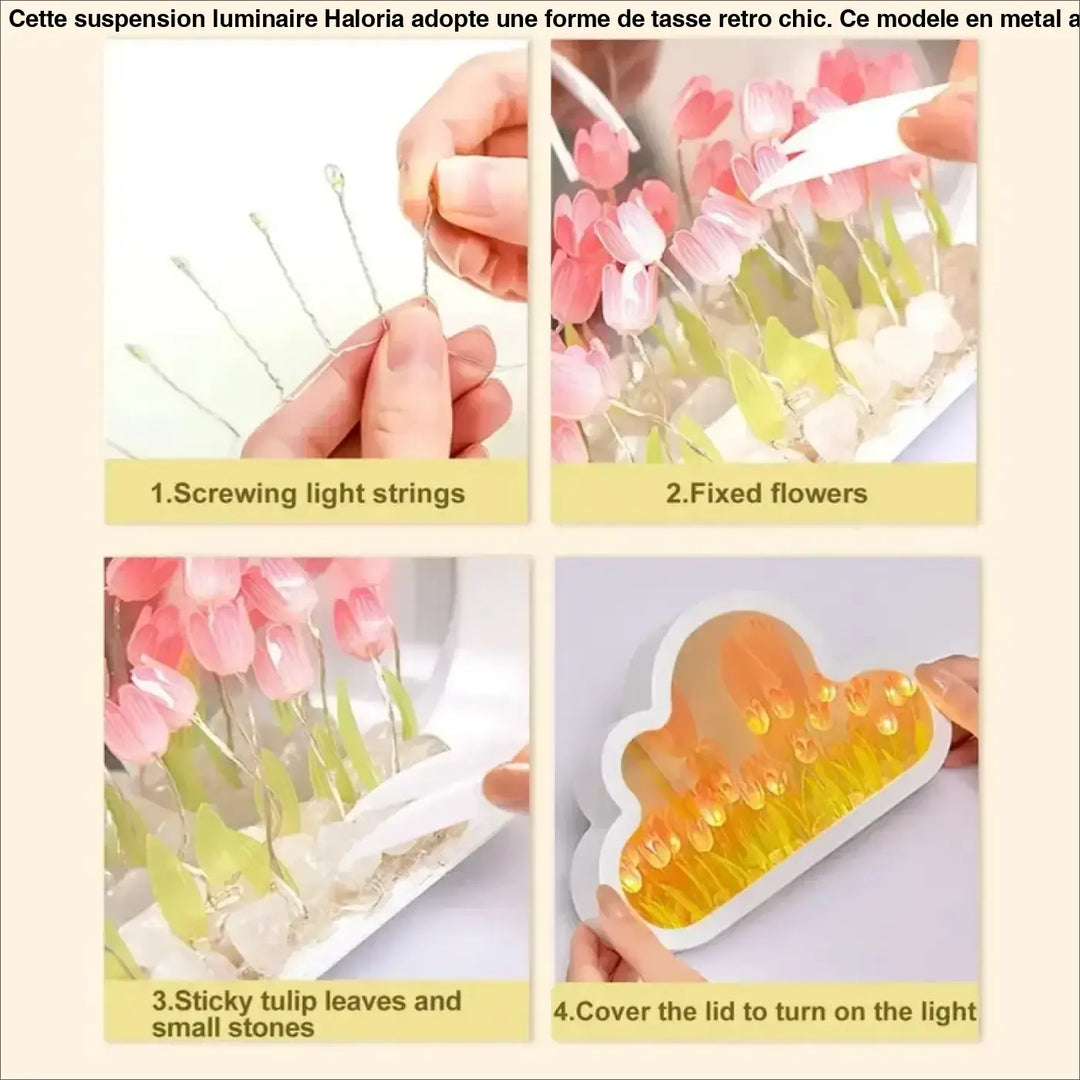 Veilleuse tulipa design moderne nuage led en gel translucide avec fleurs de tulipe roses et jaunes pour décoration intérieure