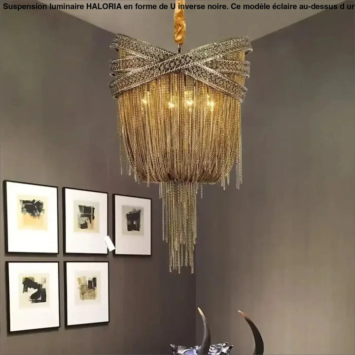Suspension Design Glamour Métal Doré Et Strass Scintillants