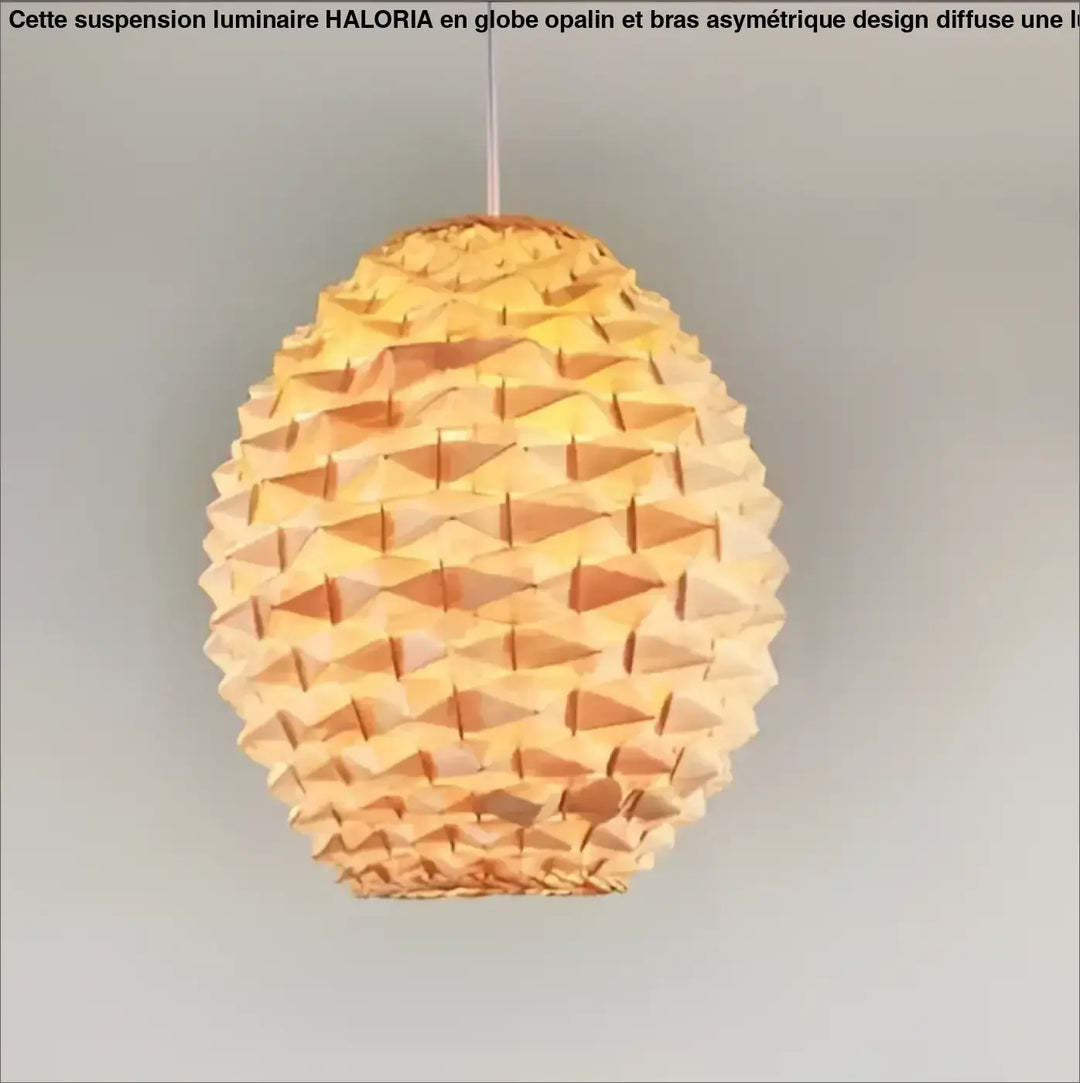 Suspension luminaire satori en papier doré avec un motif géométrique texturé triangulaire pour lampe suspendue