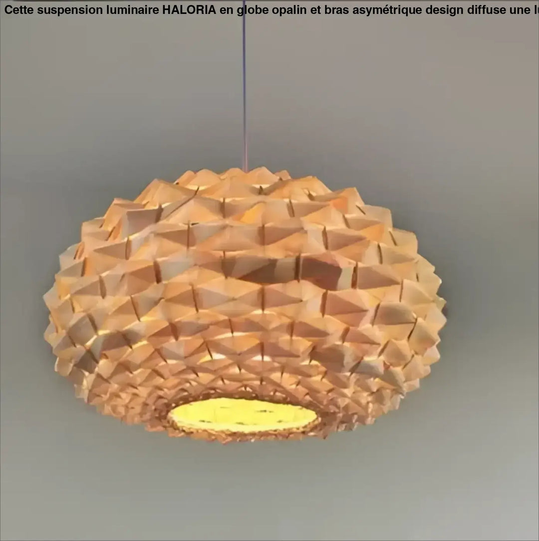 Suspension luminaire satori en bois tissé avec motif géométrique chaud et base circulaire lumineuse pour lampe suspendue