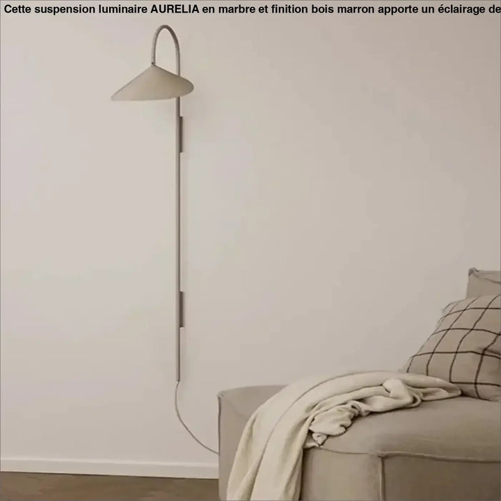 Applique murale minimaliste à bras courbé en beige ou noir