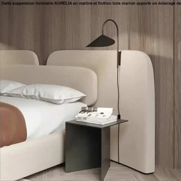 Applique murale minimaliste à bras courbé en beige ou noir
