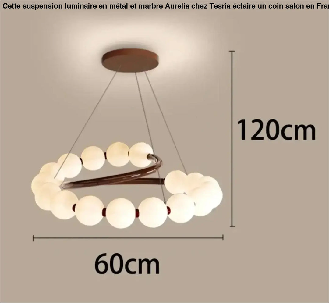 Suspension design anneau lumineux à globes blancs