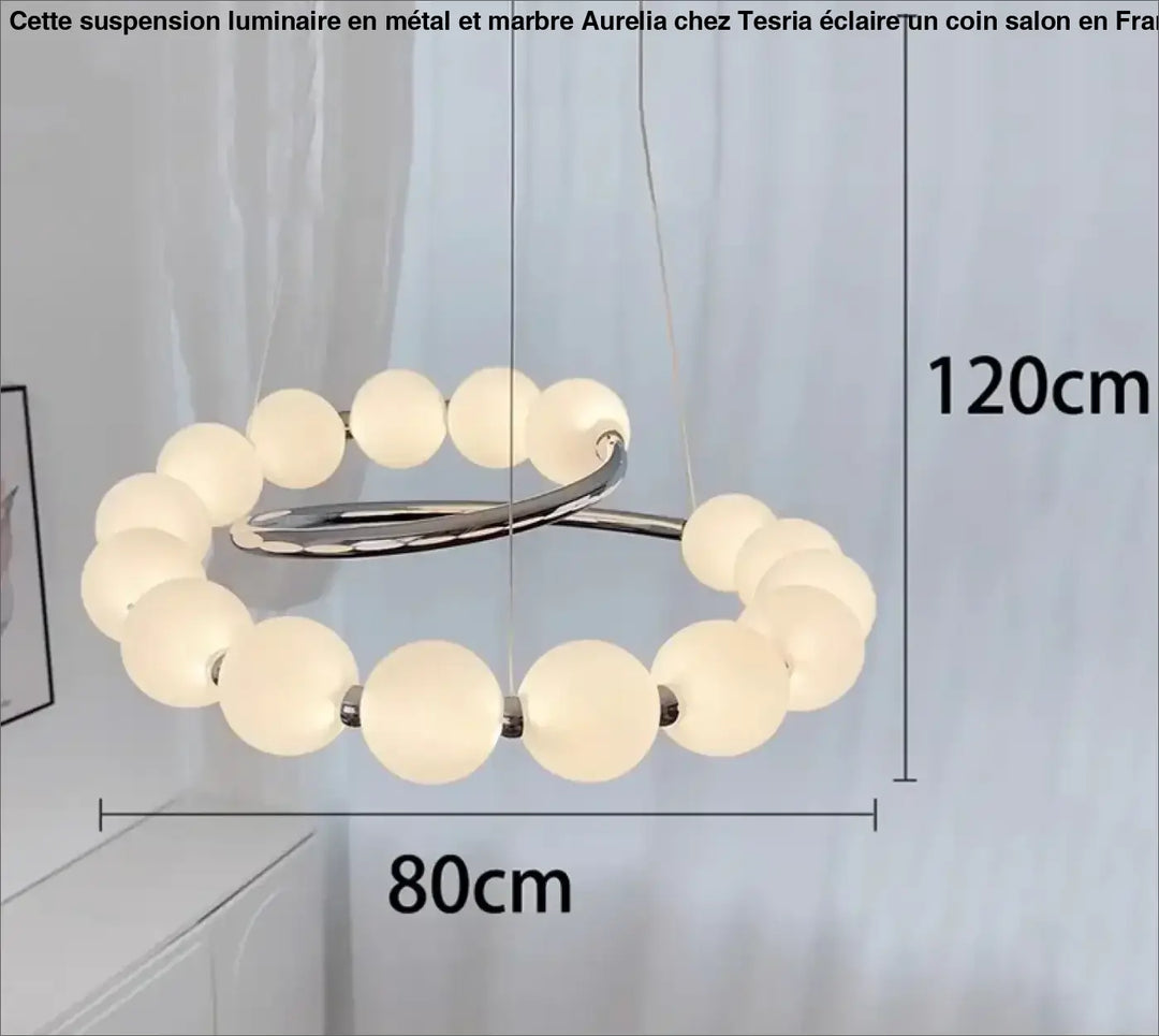 Suspension design anneau lumineux à globes blancs