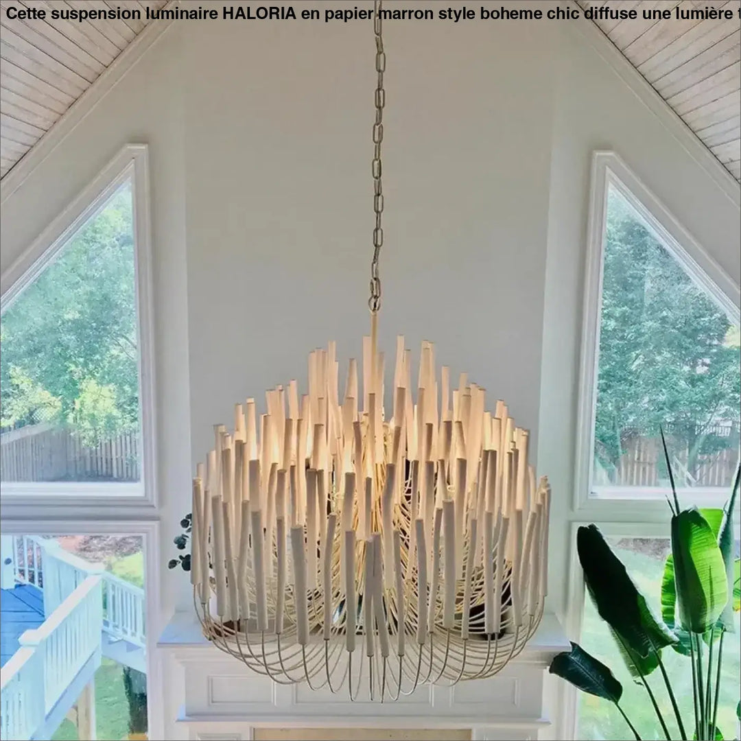 Suspension luminaire design en forme de bougies blanches chic