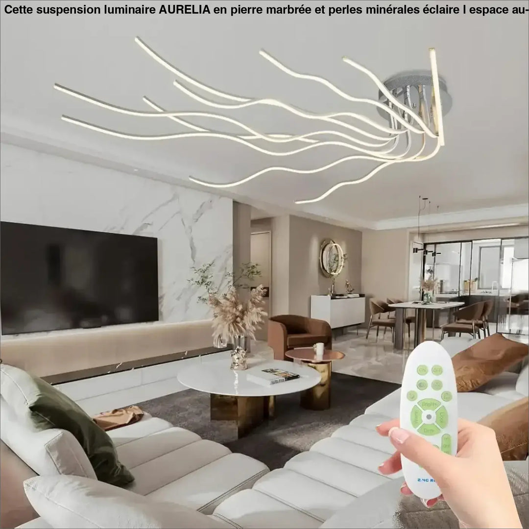Luminaire plafonnier ecumia avec design plafonnier moderne blanc led et structure métallique centrale plus qu’un éclairage