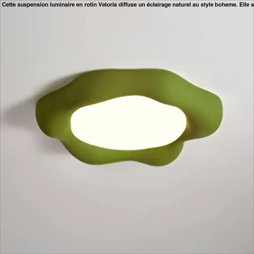 Luminaire plafonnier nuage vert ovale avec design asymétrique doux en finition mate pour intérieur moderne