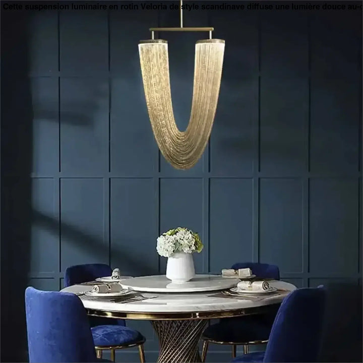 Suspension led design sculptural en u finition métallique