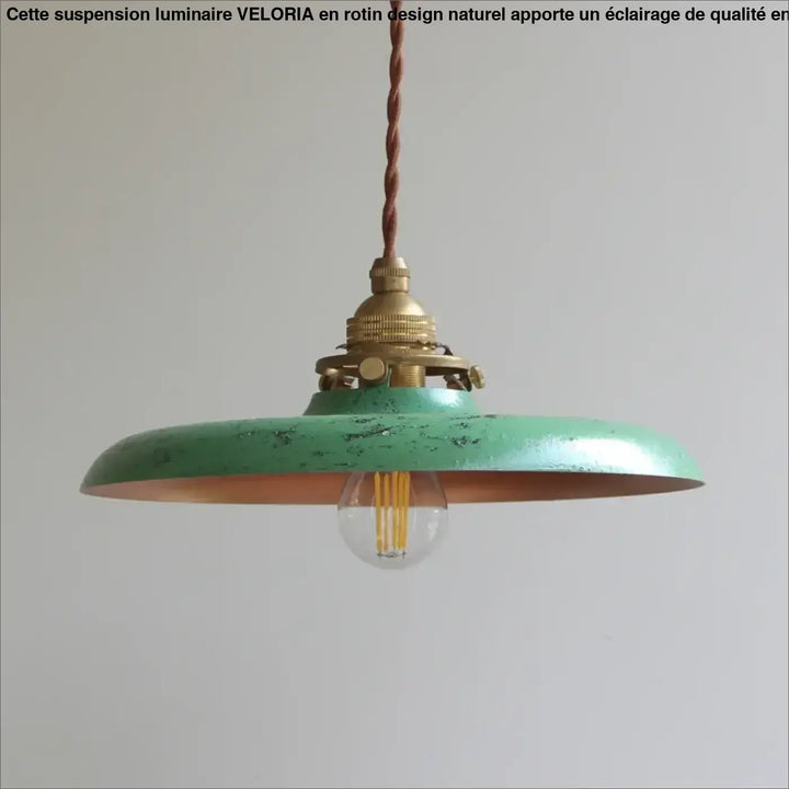 Suspension luminaire vintage en métal avec câble tressé chic