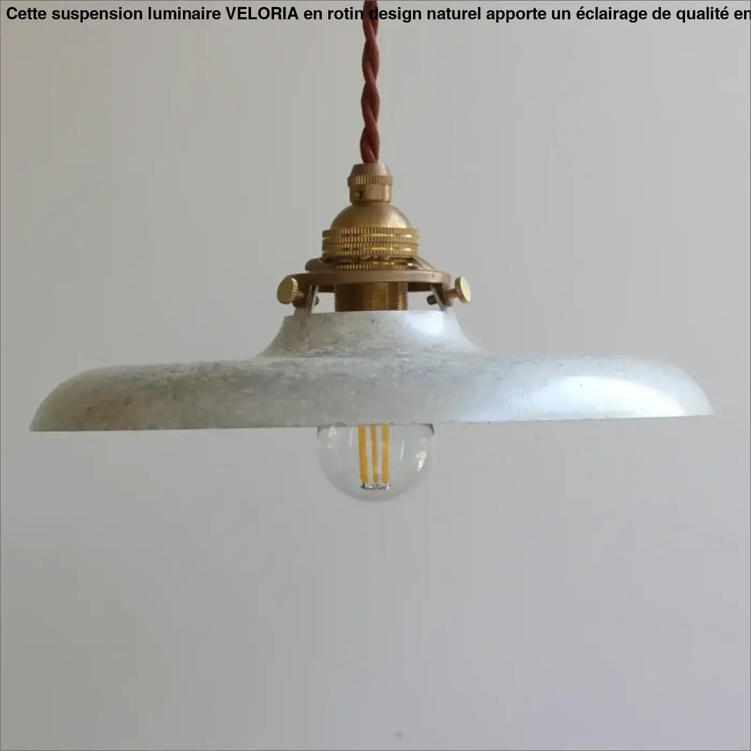 Suspension luminaire vintage en métal avec câble tressé chic
