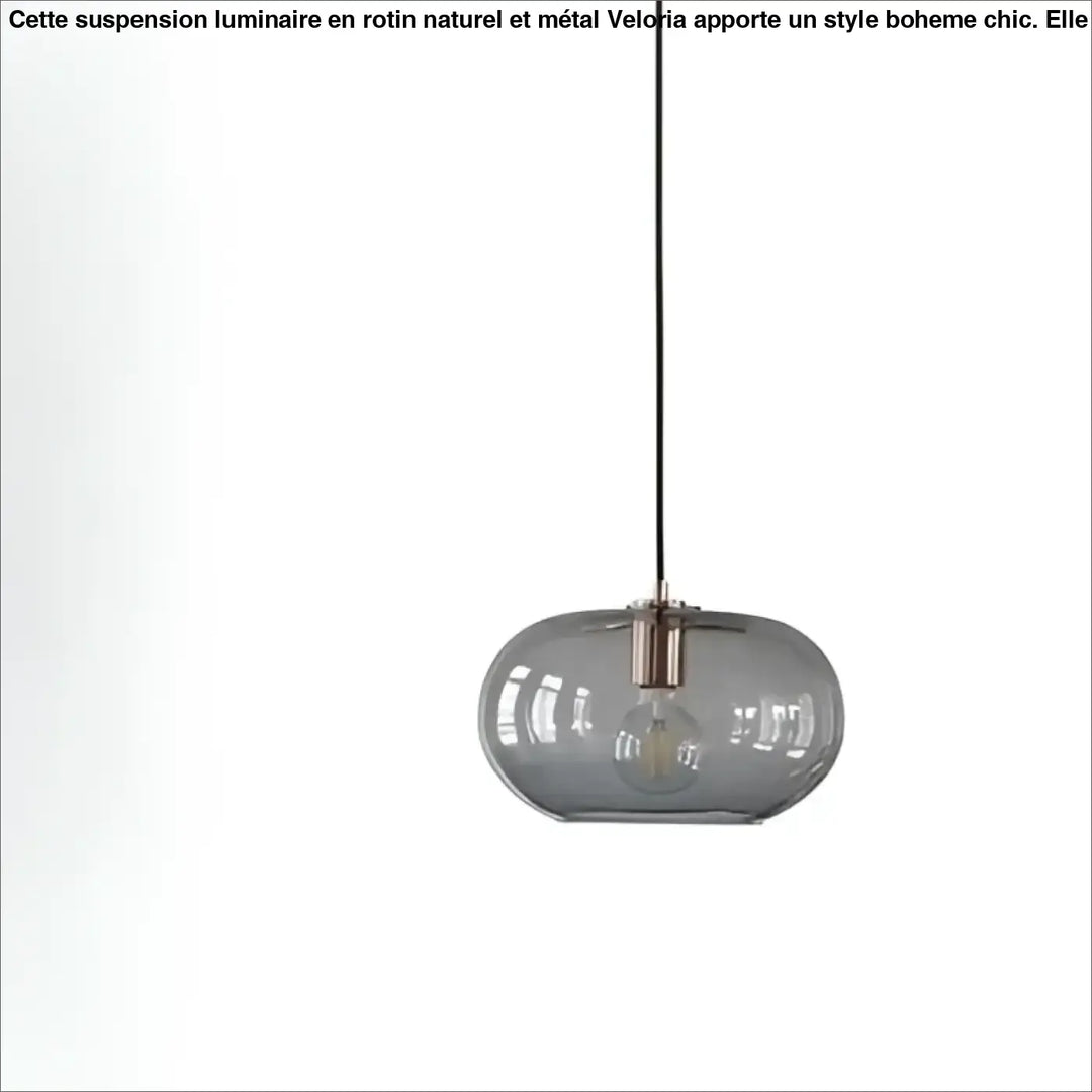 Suspension luminaire moderne sietra en verre fumé gris avec fixation métallique cuivrée