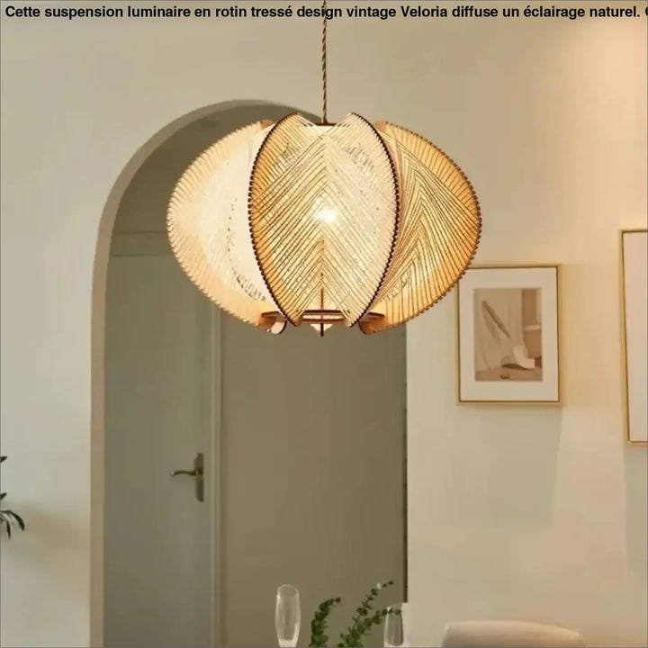 Suspension luminaire bohème élégante en fibres tressées