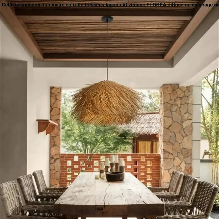 Hand Woven Rattan Led Chandelie Japanese Wabi Sabi Restaurant Bar Hanging Lamp Home Loft Room Decor Retro
