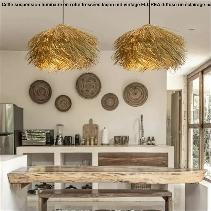 Hand Woven Rattan Led Chandelie Japanese Wabi Sabi Restaurant Bar Hanging Lamp Home Loft Room Decor Retro