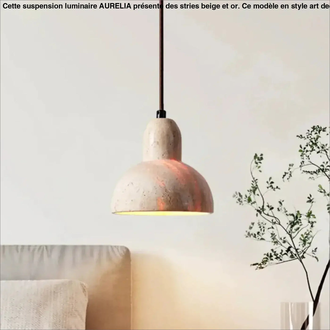 Suspension design en pierre beige forme dôme moderne