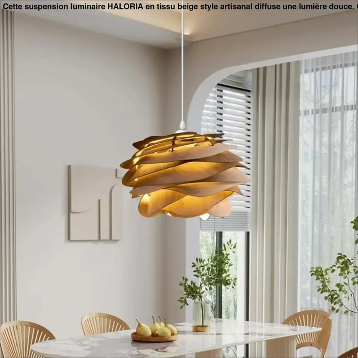 Suspension luminaire en bois en forme de rose au design floral