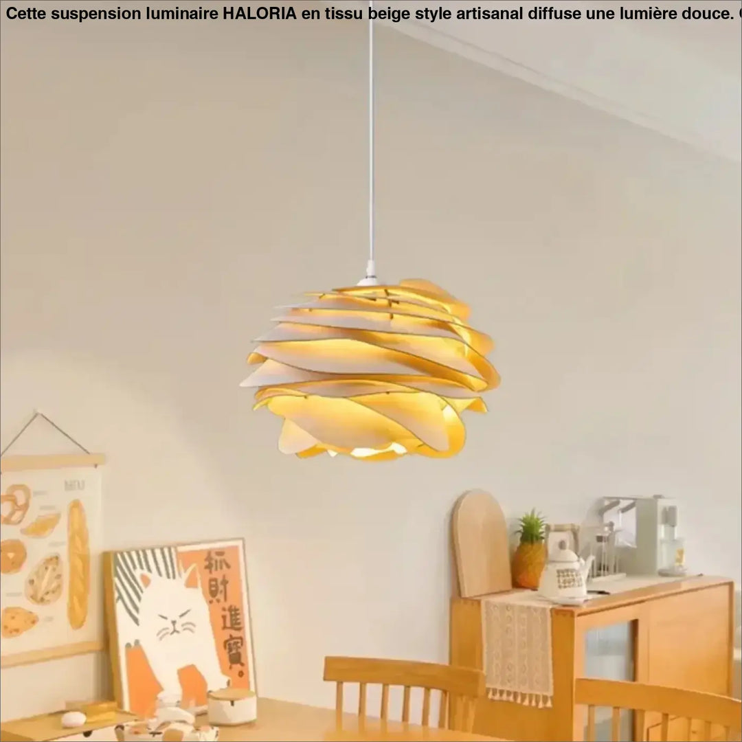 Suspension luminaire en bois en forme de rose au design floral