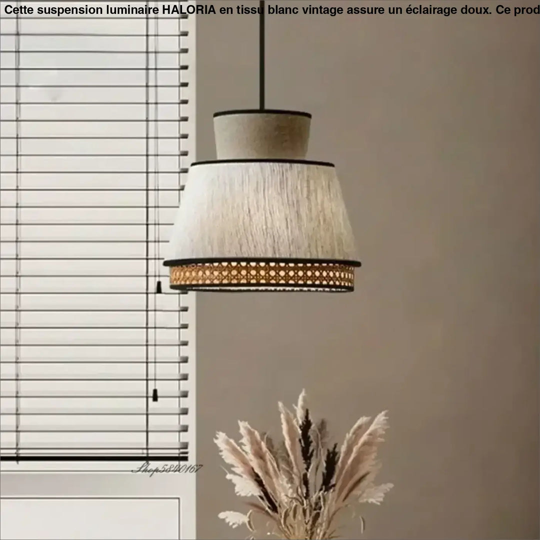 Suspension tissu et métal naturel et moderne beige marron
