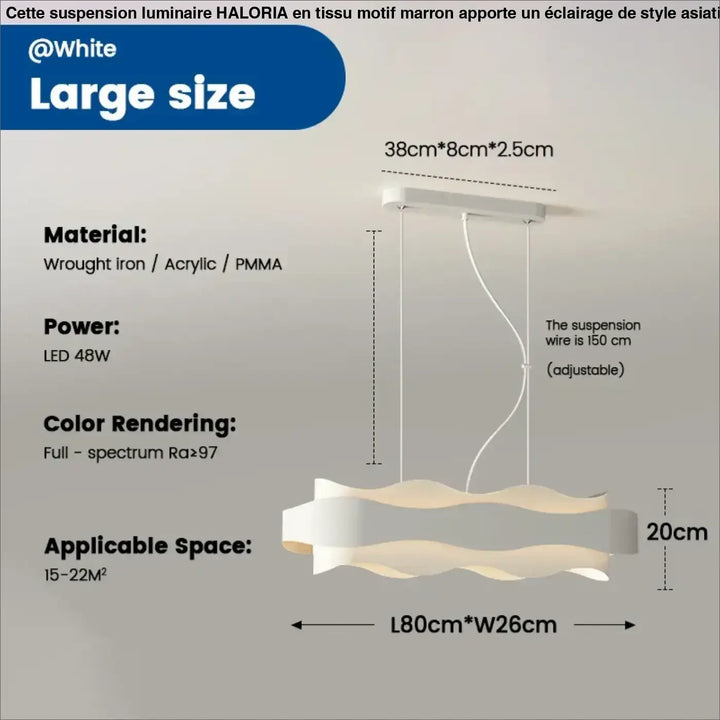 Suspension blanche design sculptural courbes ondulées déco